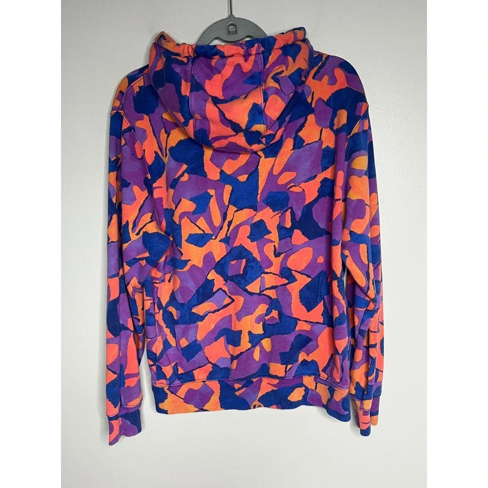 Nike Club Fleece Pullover Hoodie Sweatshirt Abstract Camo Purple Orange‎ Men's M